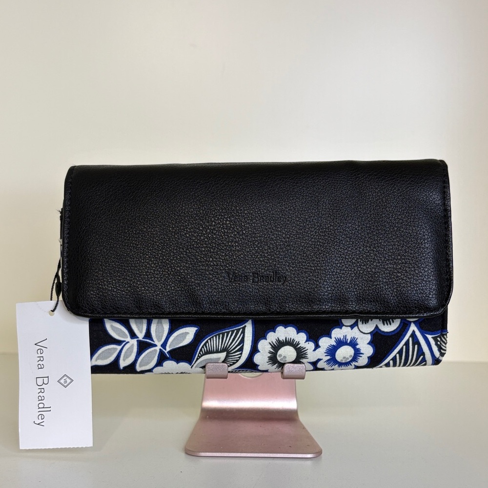 Vera Bradley Black, Navy & White Floral Fold-Over Wallet